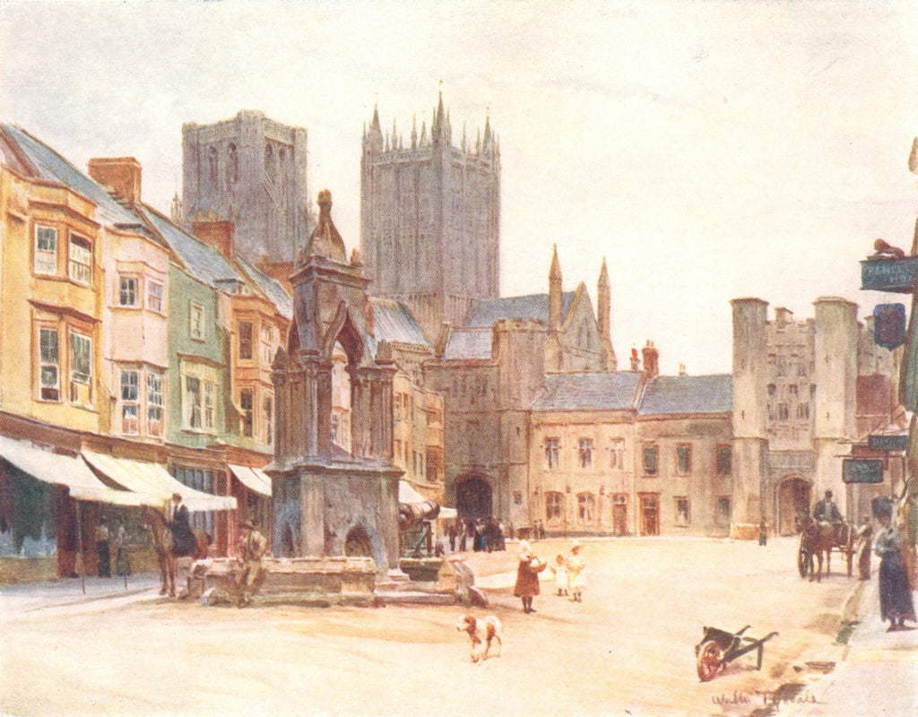 SOMERSET. Market, Wells 1906 old antique vintage print picture